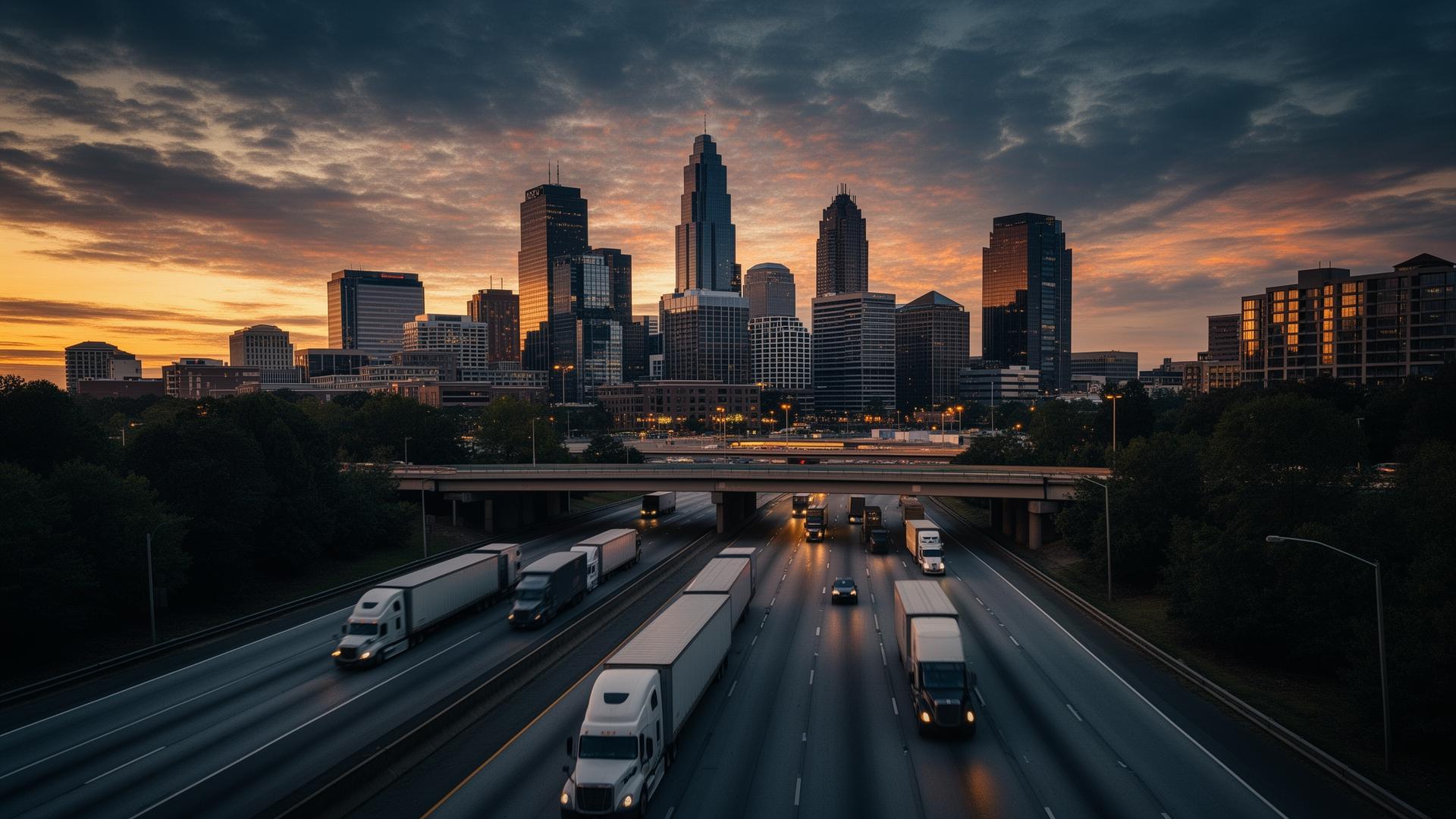 Atlanta skyline with freight traffic